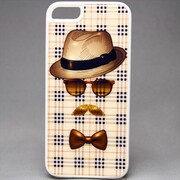 MINIOPAL CASE 20482 [iPhone5/5S用 背面カバータイプ ちょび髭男爵ストライプシリーズ プラスチック ブラウン×ちょび髭男爵]