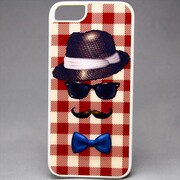 MINIOPAL CASE 20499 [iPhone5/5S用 背面カバータイプ ちょび髭男爵ストライプシリーズ プラスチック レッド×ちょび髭男爵]