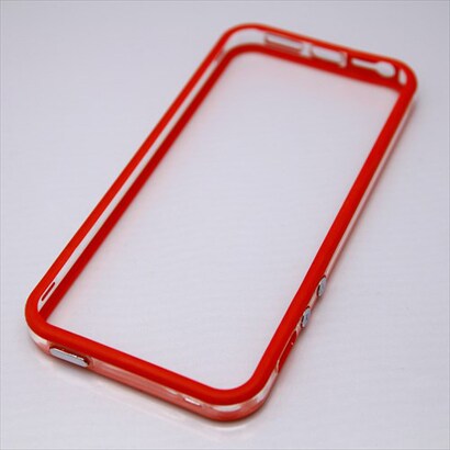 MINIOPAL CASE 21014 [iPhone5/5S用  ストラップ穴付き シンプルバンパー シリコン レッド×クリア]