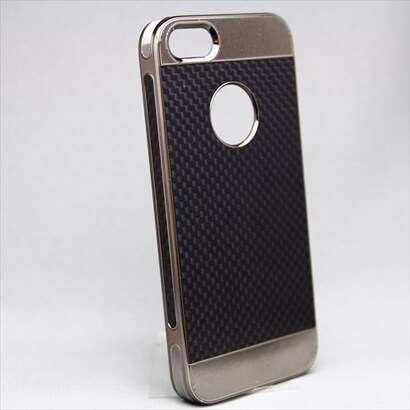 MINIOPAL CASE 20468 [iPhone5/5S用 カーボン調高質ケース アルミ シルバー×ブラック]