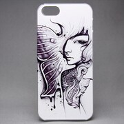MINIOPAL CASE 20154 [iPhone5/5S用 オリジナルプリント 人 女性 蝶 プラスチック ホワイト]
