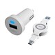 2.4A出力 Micro USB 巻き取り式ケーブル付属カーチャージャー RK-CCF62W