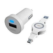 2.4A出力 Micro USB 巻き取り式ケーブル付属カーチャージャー RK-CCF62W