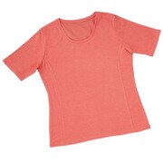汗ジミ対策着やせTシャツMコーラルピンク 405900