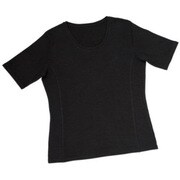 汗ジミ対策着やせTシャツMブラック 405948