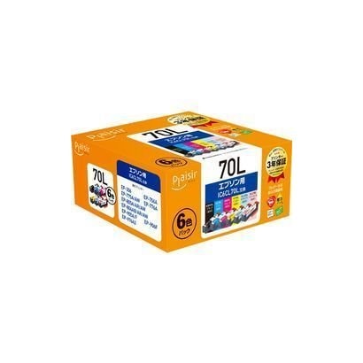 互換インクカートリッジ エプソン IC6CL70L 6色パック（ブラック/シアン/マゼンタ/イエロー/ライトシアン/ライトマゼンタ） 染料 PLE-E70L-6P