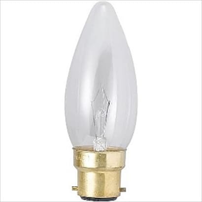 白熱電球 シャンデリア球 B22D口金 110V 10W形 32mm径 クリア C32 B22D 110V-10W(C)