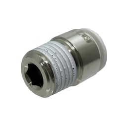 ファイブ六角穴付メイルコネクター W(白)8mm・R1/8 F8-01MSW