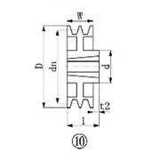 ブッシングプーリー SPZ 224mm 溝数2 SPZ224-2
