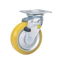 静電気帯電防止キャスター 自在ストッパー付 100径 ウレタン車輪 EUWJB-100