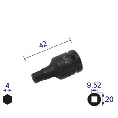 304C [ヘキサゴンレンチソケット ショートタイプ 差込角9.52x対辺4mm]