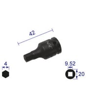 304C [ヘキサゴンレンチソケット ショートタイプ 差込角9.52x対辺4mm]