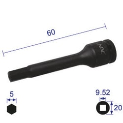 305C60 [ヘキサゴンレンチソケットロングタイプ差込角9.52x対辺5mmx60L]
