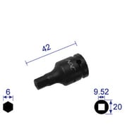 306C [ヘキサゴンレンチソケット ショートタイプ 差込角9.52x対辺6mm]