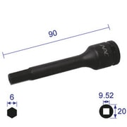 306C90 [ヘキサゴンレンチソケットロングタイプ差込角9.52x対辺6mmx90L]