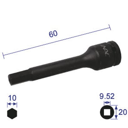 310C60 [ヘキサゴンレンチソケットロング差込角9.52x対辺10mmx60L]