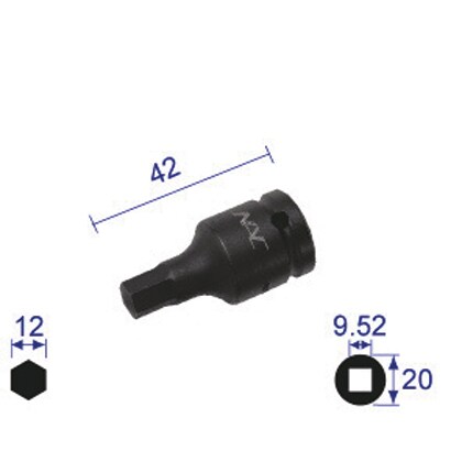 312C [ヘキサゴンレンチソケット ショートタイプ 差込角9.52x対辺12mm]