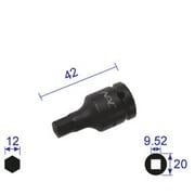 312C [ヘキサゴンレンチソケット ショートタイプ 差込角9.52x対辺12mm]