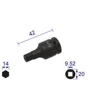 314C [ヘキサゴンレンチソケット ショートタイプ 差込角9.52x対辺14mm]
