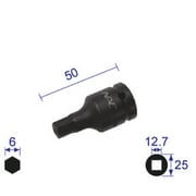 406C [ヘキサゴンレンチソケット ショートタイプ 差込角12.7x対辺6mm]