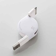 Dockコネクタ対応 巻取り充電・転送ケーブル 0.7m LHC-UADRLO07WH