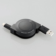 Lightningコネクタ対応巻取りケーブル 1.2m ブラック LHC-UALRL12BK