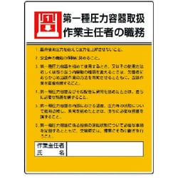 808-07 [作業主任者職務板 第一種圧力容器取扱・エコユニボード・600X450]