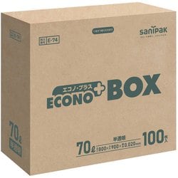 ゴミ袋 エコノプラス 半透明 70L BOX入り シャカシャカ素材 100枚 80×90cm 厚さ0.02mm E-74-HCL