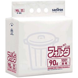ゴミ袋 環優包装 フォルタ 透明 90L ツルツル素材 100枚 90×100cm 厚さ0.04mm F-9C-CL