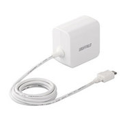 スマートフォン/タブレット用USB充電器 急速充電対応 microUSBケーブル一体型タイプ ホワイト BSMPBAC04WH