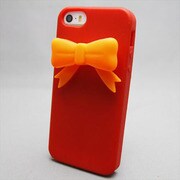 MINIOPAL SELLCTION 24930 [iPhone5/5s用 リボン付き メルヘンケース シリコン オレンジ＆レッド]
