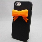 MINIOPAL SELLCTION 24947 [iPhone5/5s用 リボン付き メルヘンケース シリコン オレンジ×黒]