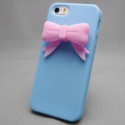 MINIOPAL SELLCTION 24961 [iPhone5/5s用 リボン付き メルヘンケース シリコン ピンク＆ブルー]