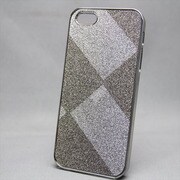 MINIOPAL SELLCTION 21625 [iPhone5/5s用 キラキラチェック柄シリーズ アルミ シルバー×グレー]