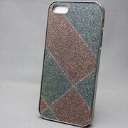 MINIOPAL SELLCTION 22660 [iPhone5/5s用 キラキラチェック柄シリーズ プラスチック きらきらグリーン＆ピンク]