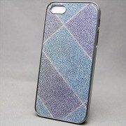 MINIOPAL SELLCTION 22707 [iPhone5/5s用 キラキラチェック柄シリーズ アルミ ブルー×パープル]