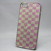 MINIOPAL SELLCTION 21649 [iPhone5/5s用 キラキラケース チェックシリーズ アルミ ピンク×イエロー]