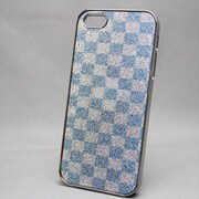 MINIOPAL SELLCTION 21670 [iPhone5/5s用 キラキラケース チェックシリーズ アルミ ブルー×シルバー]
