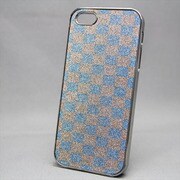 MINIOPAL SELLCTION 21687 [iPhone5/5s用 キラキラケース チェックシリーズ アルミ ブルー×ＧＤ]