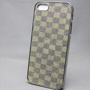 MINIOPAL SELLCTION 22714 [iPhone5/5s用 キラキラケース チェックシリーズ アルミ イエロー×ゴールド]