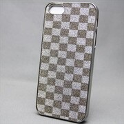 MINIOPAL SELLCTION 22769 [iPhone5/5s用 キラキラケース チェックシリーズ プラスチック きらきらチェックブラウン]