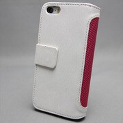 MINIOPAL SELLCTION 24893 [iPhone5/5s用 手帳型 バイカラー 左右開閉ケース レザー＆ラバー ホワイト＆パープル]