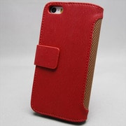 MINIOPAL SELLCTION 24909 [iPhone5/5s用 手帳型 バイカラー 左右開閉ケース レザー＆ラバー レッド＆ブラウン]