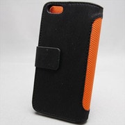 MINIOPAL SELLCTION 24923 [iPhone5/5s用 手帳型 バイカラー 左右開閉ケース 合皮 ＢＫ×オレンジ]