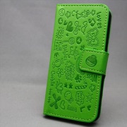 MINIOPAL SELLCTION 22356 [iPhone5/5s用 左右開閉式 メルヘン手帳型ケース レザー グリーン]