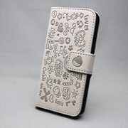 MINIOPAL SELLCTION 22387 [iPhone5/5s用 左右開閉式 メルヘン手帳型ケース レザー グレーホワイト]