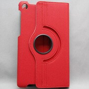 NEXUS7(2013年発売モデル) 360度回転式、カードポケット多数・ペン差し有り多機能ケース キャンパス地 レッド MINIOPAL SELLCTION 24268