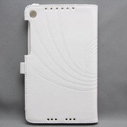 NEXUS7(2013年発売モデル) ペン差し&模様入りケース 合皮×プラスチック ホワイト MINIOPAL SELLCTION 23742