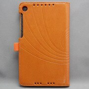 NEXUS7(2013年発売モデル) ペン差し&模様入りケース 合皮 オレンジ MINIOPAL SELLCTION 23797