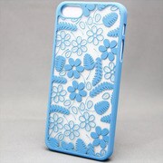 MINIOPAL SELLCTION 22943 [iPhone5/5s用 彫刻調 花模様ケース プラスチック ブルー]